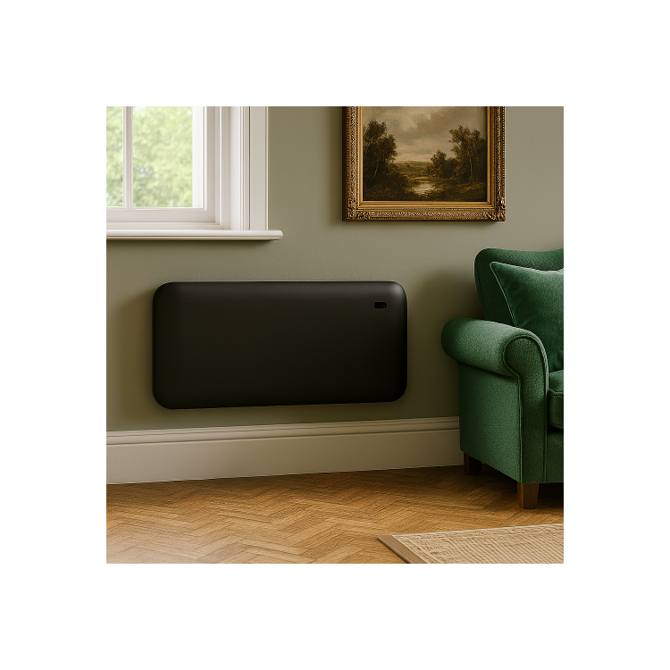 electriQ 2000W Smart Electric Designer Metal Panel Heater - Wall Mountable & Bathroom Safe - Black