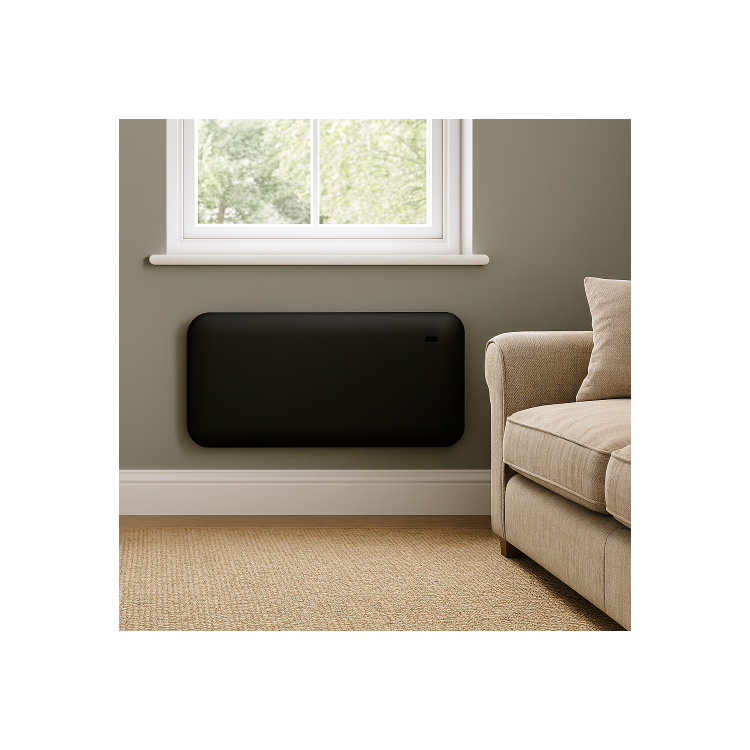 electriQ 2000W Smart Electric Designer Metal Panel Heater - Wall Mountable & Bathroom Safe - Black
