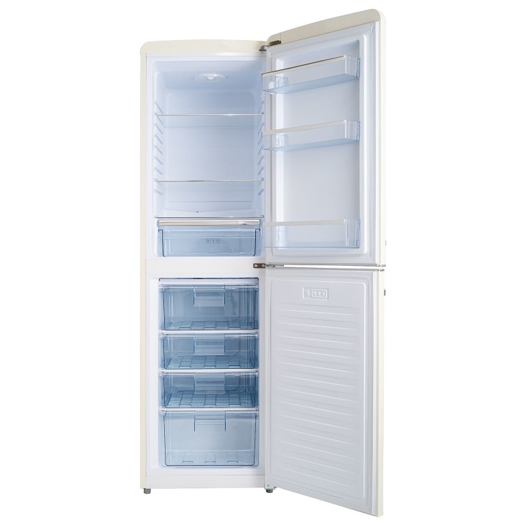 electriQ 246 Litre 50/50 Retro Freestanding Fridge Freezer - Cream