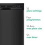 Refurbished electriQ EQ60DWBLACK 12 Place Freestanding Dishwasher Black