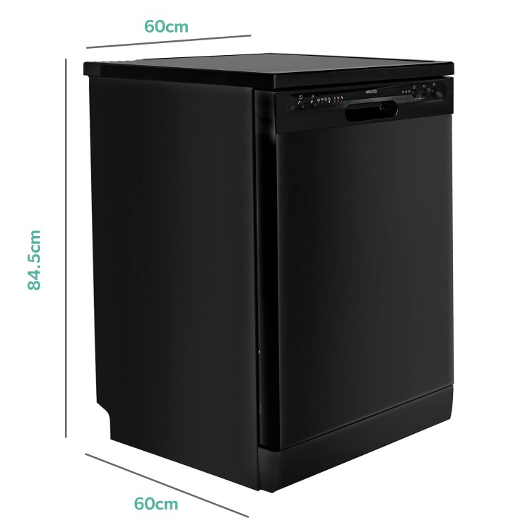 Refurbished electriQ EQ60DWBLACK 12 Place Freestanding Dishwasher Black