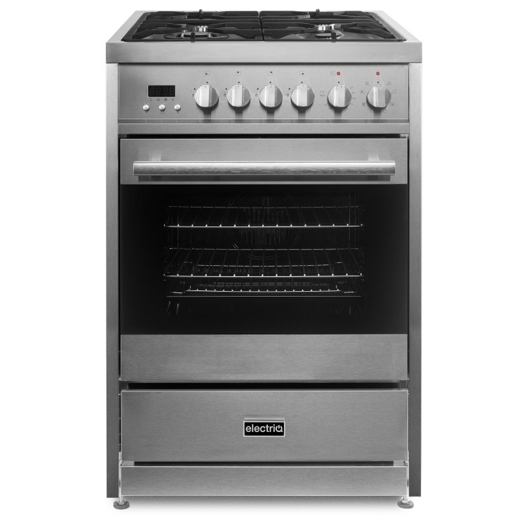 Refurbished electriQ EQ60RANGEPROSS 60cm Dual Fuel Mini Range Cooker Stainless Steel