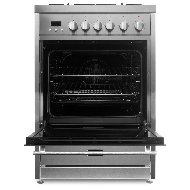 Refurbished electriQ EQ60RANGEPROSS 60cm Dual Fuel Mini Range Cooker Stainless Steel