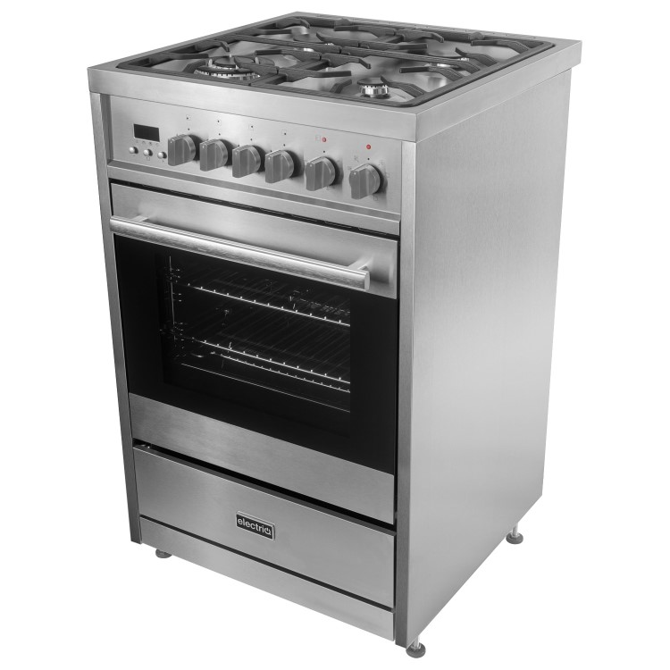 Refurbished electriQ EQ60RANGEPROSS 60cm Dual Fuel Mini Range Cooker Stainless Steel