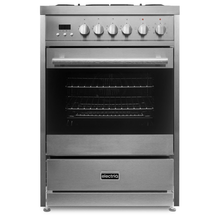 Refurbished electriQ EQ60RANGEPROSS 60cm Dual Fuel Mini Range Cooker Stainless Steel