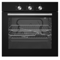 Refurbished electriQ EQBIOGASBLACK 60cm Single Built In Gas Oven with Electric Grill Black