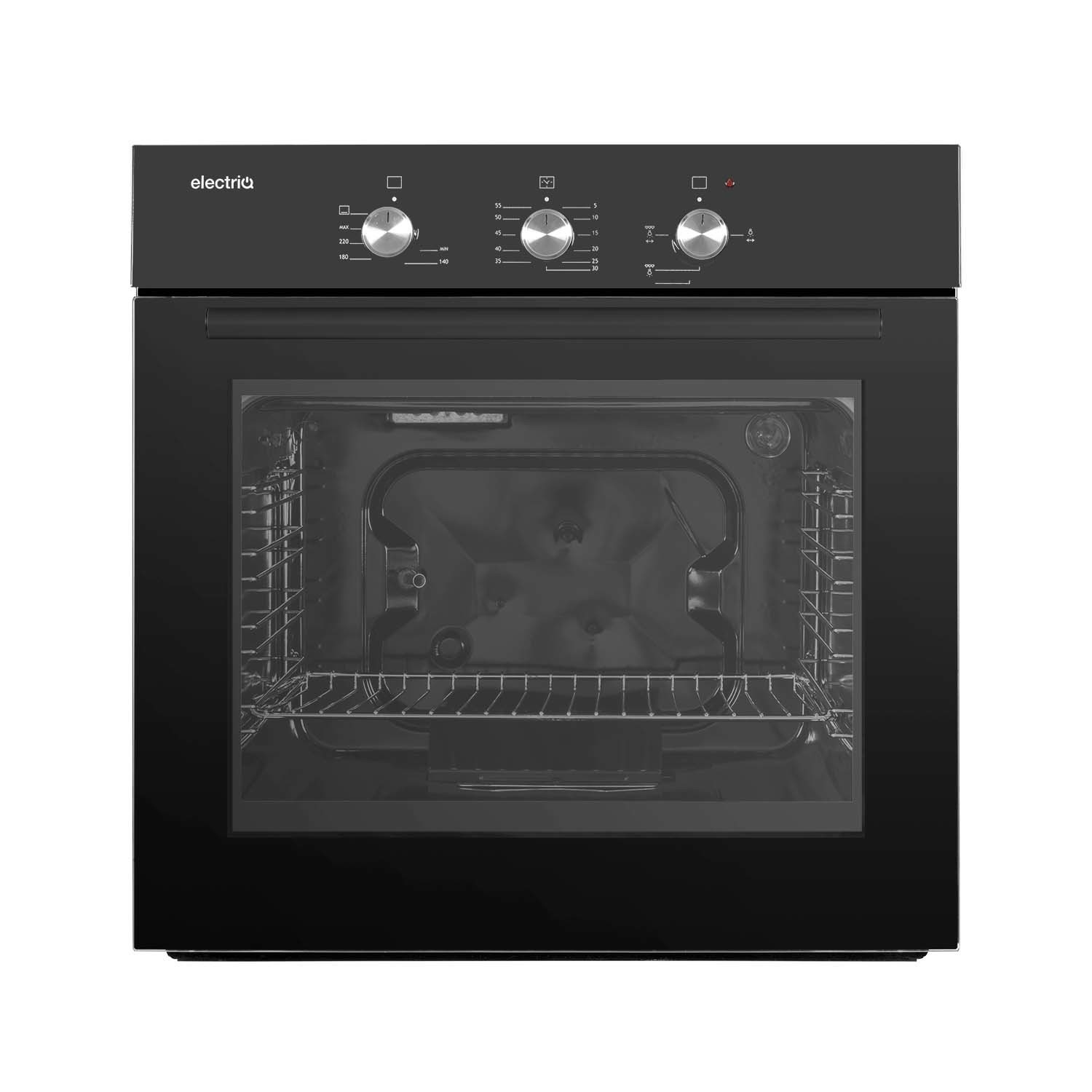 Refurbished electriQ EQBIOGASBLACK 60cm Single Built In Gas Oven with Electric Grill Black