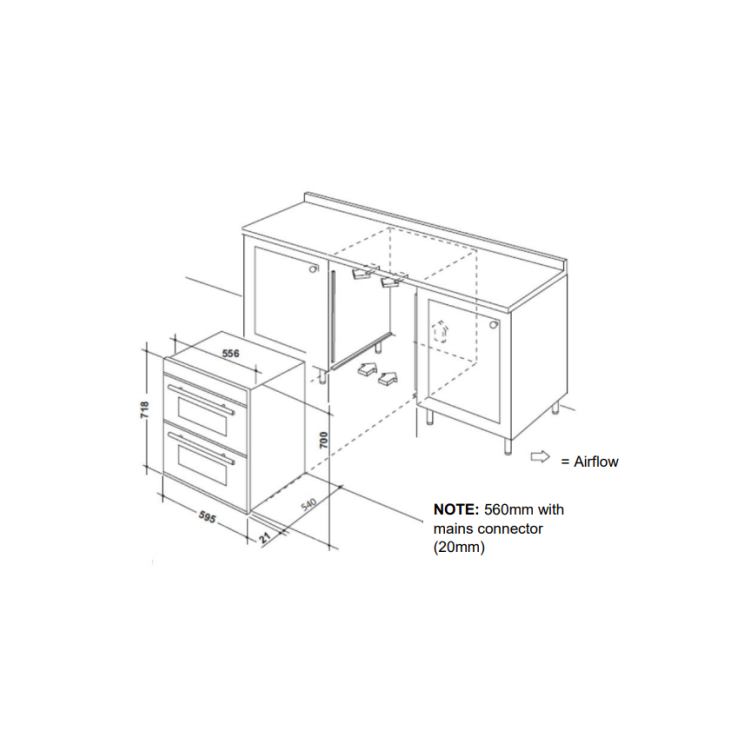 electriQ Built-Under Electric Double Oven - Black
