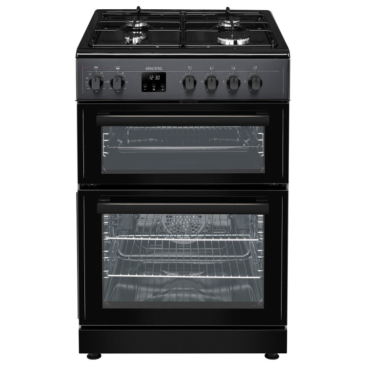 electriQ 60cm Dual Fuel Cooker - Charcoal Grey