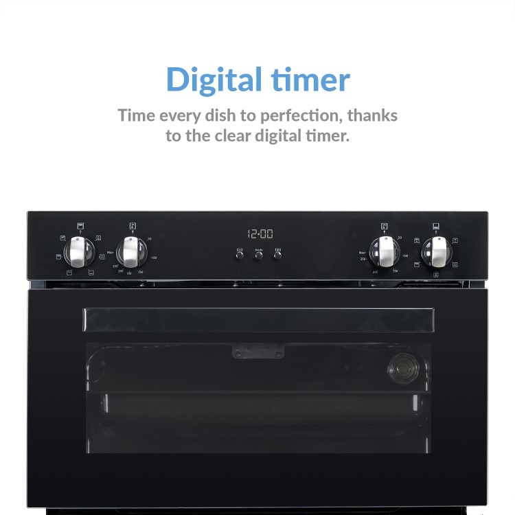 Refurbished electriQ EQDO1BLACK 60cm Double Built In Electric Oven