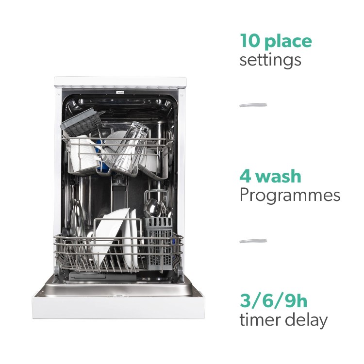 Refurbished electriQ EQDW45WH 10 Place Slimline Freestanding Dishwasher White