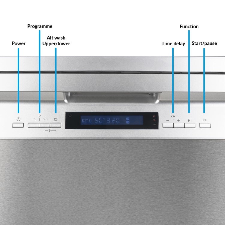 Refurbished electriQ EQDW60SS 14 Place Freestanding Dishwasher Silver