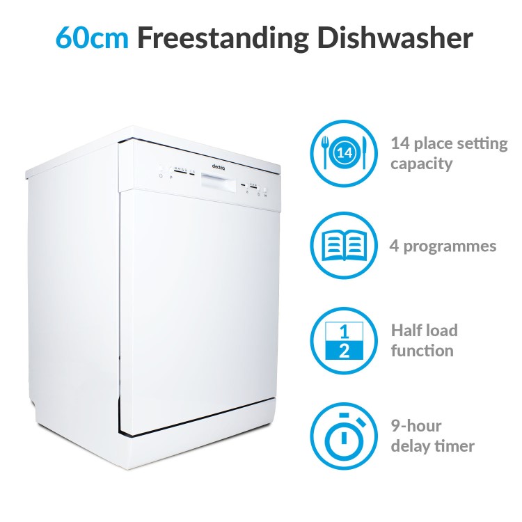 electriQ 14 Place Freestanding Dishwasher - White