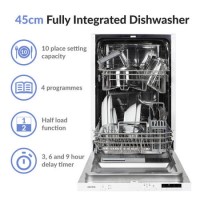 Refurbished electriQ EQDWINT45 10 Place Slimline Fully Integrated Dishwasher