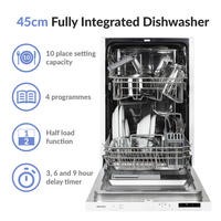 electriQ 10 Place Slimline Fully Integrated Dishwasher 