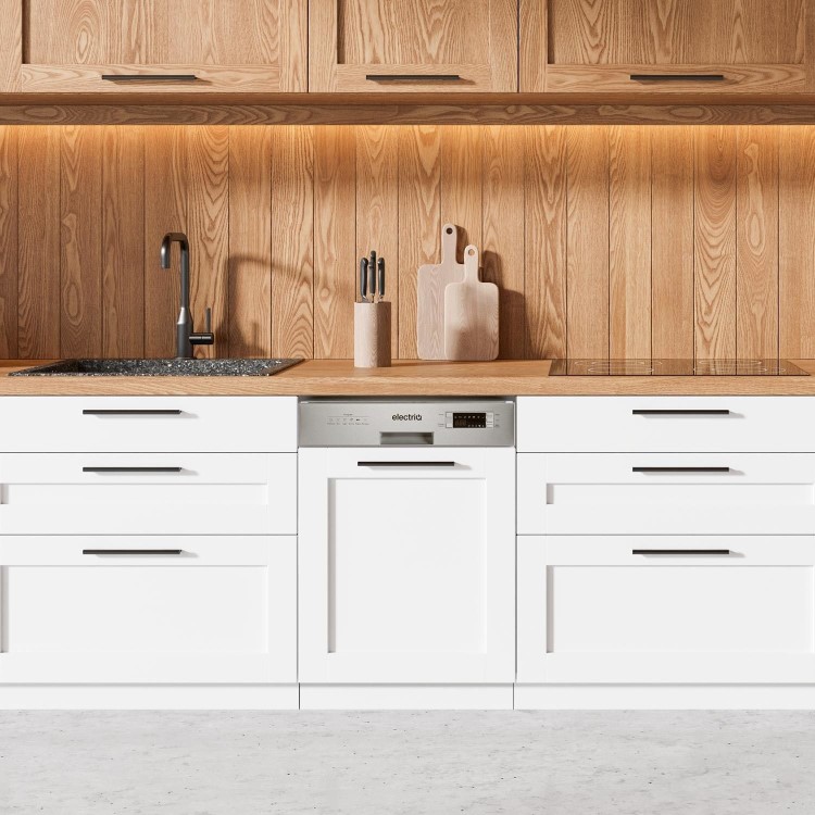 electriQ Semi-Integrated Dishwasher - Stainless steel control panel