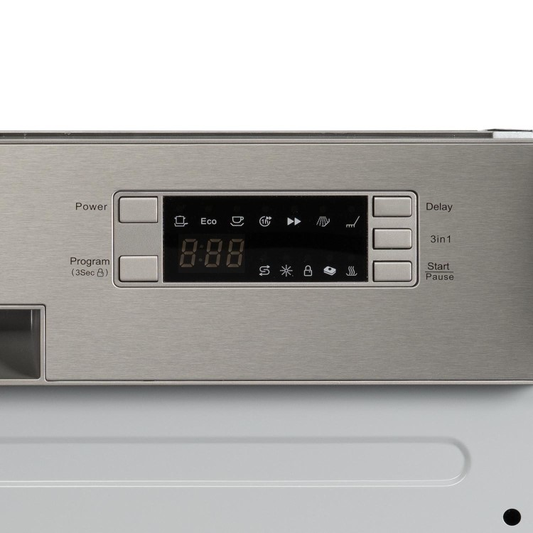 electriQ Semi-Integrated Dishwasher - Stainless steel control panel
