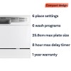 electriQ 6 Place Settings Table Top Dishwasher - White