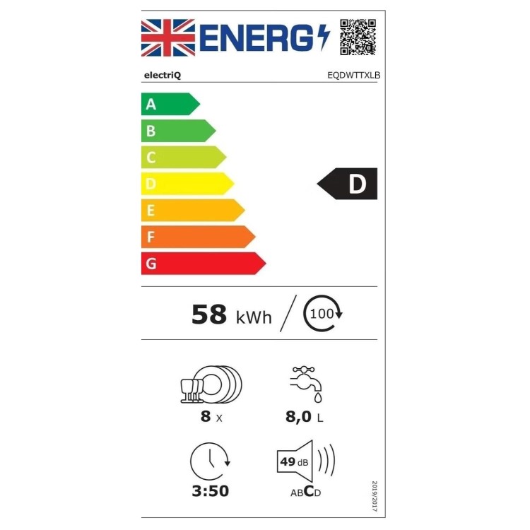 electriQ XL Mini Table Top Dishwasher - Black