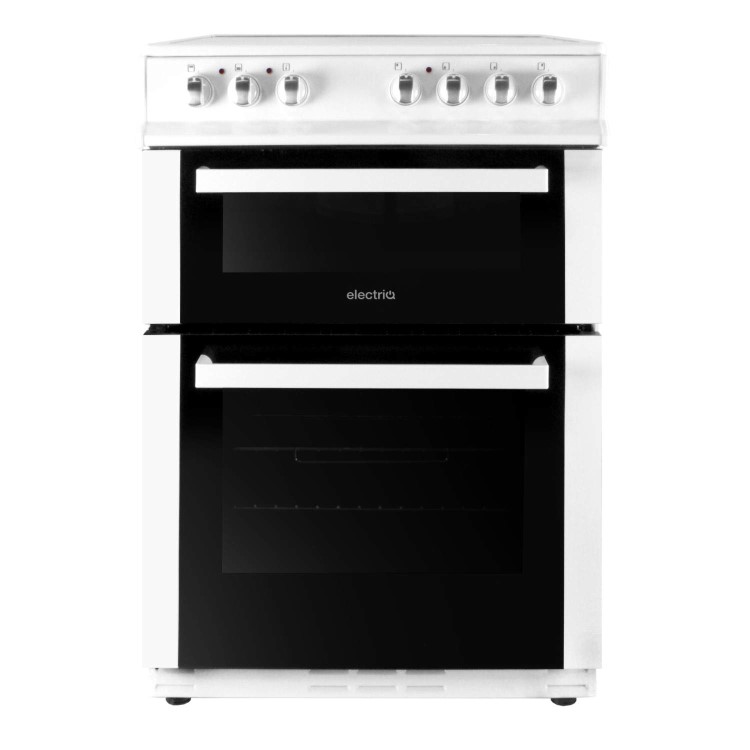 electriQ 60cm Electric Cooker with Twin Cavity and Ceramic Hob - White 