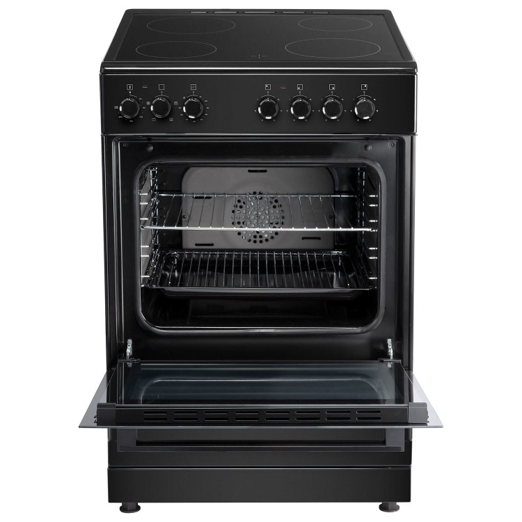 Refurbished electriQ EQEC60B1CERAMIC 60cm Single Oven Cooker with Ceramic Hob Black