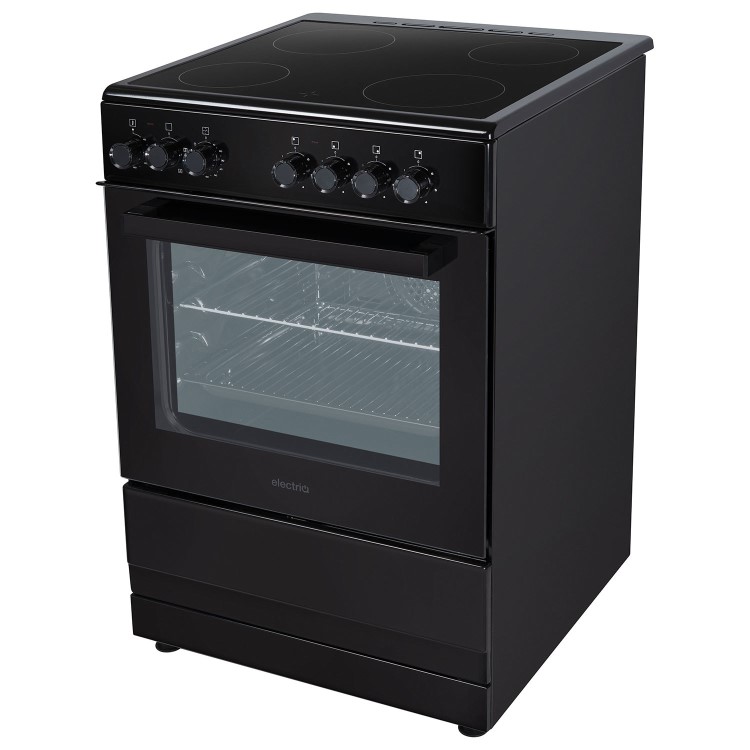 Refurbished electriQ EQEC60B1CERAMIC 60cm Single Oven Cooker with Ceramic Hob Black