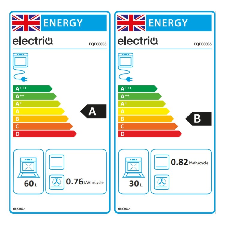 Refurbished electriQ 60cm Double Oven Cooker - Silver