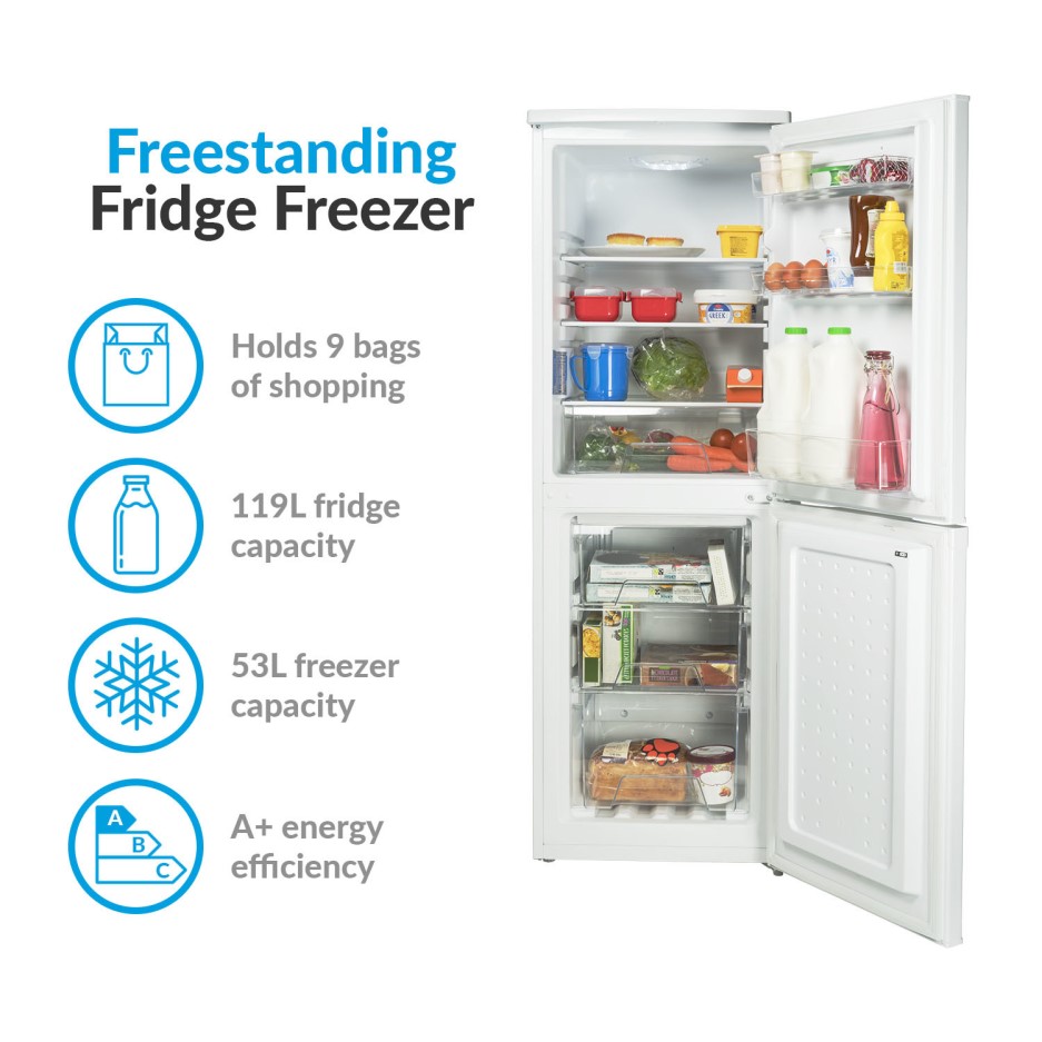electriQ EQFS50152FF 172 Litre Freestanding Fridge Freezer 50/50 Split