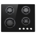 EQGH406GGBLK electriQ 60cm 4 Burner Gas on Glass Hob - Black