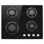 electriQ 60cm 4 Burner Gas on Glass Hob - Black
