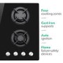 electriQ 60cm 4 Burner Gas on Glass Hob - Black