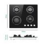 electriQ 60cm 4 Burner Gas on Glass Hob - Black
