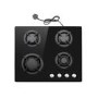 electriQ 60cm 4 Burner Gas on Glass Hob - Black
