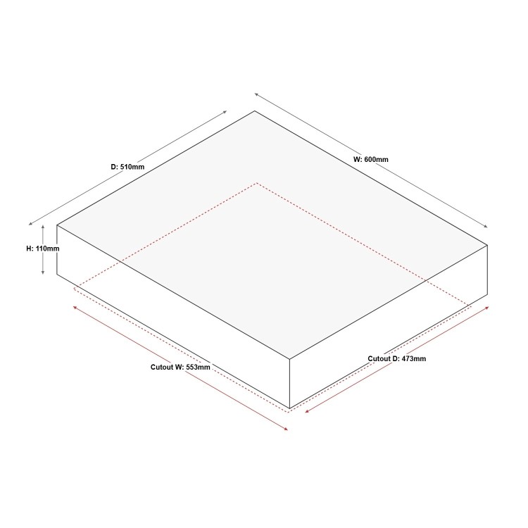 electriQ 60cm 4 Burner Gas on Glass Hob - Black