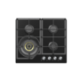 electriQ 60cm 4 Burner Gas on Glass Hob - Black