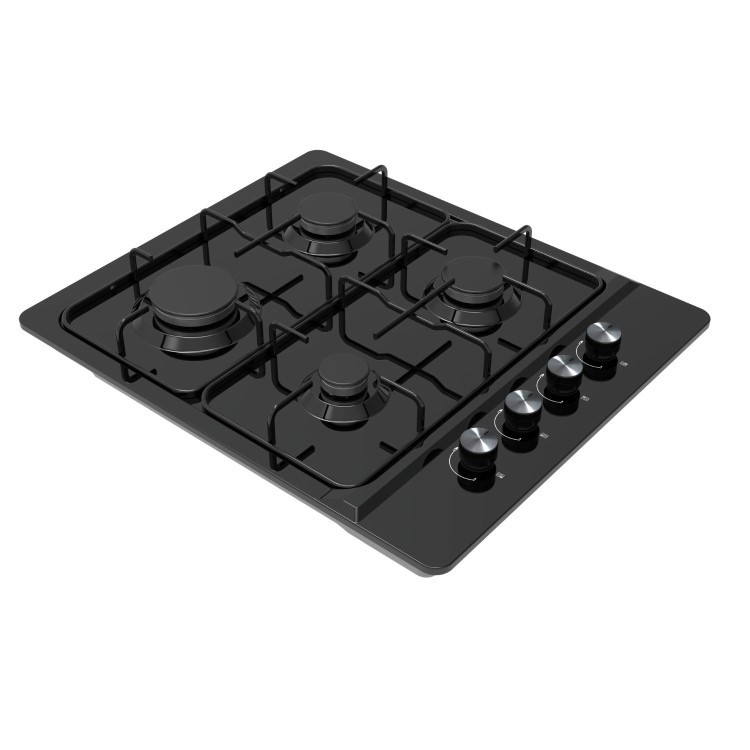electriQ 60cm 4 Burner Gas Hob - Black