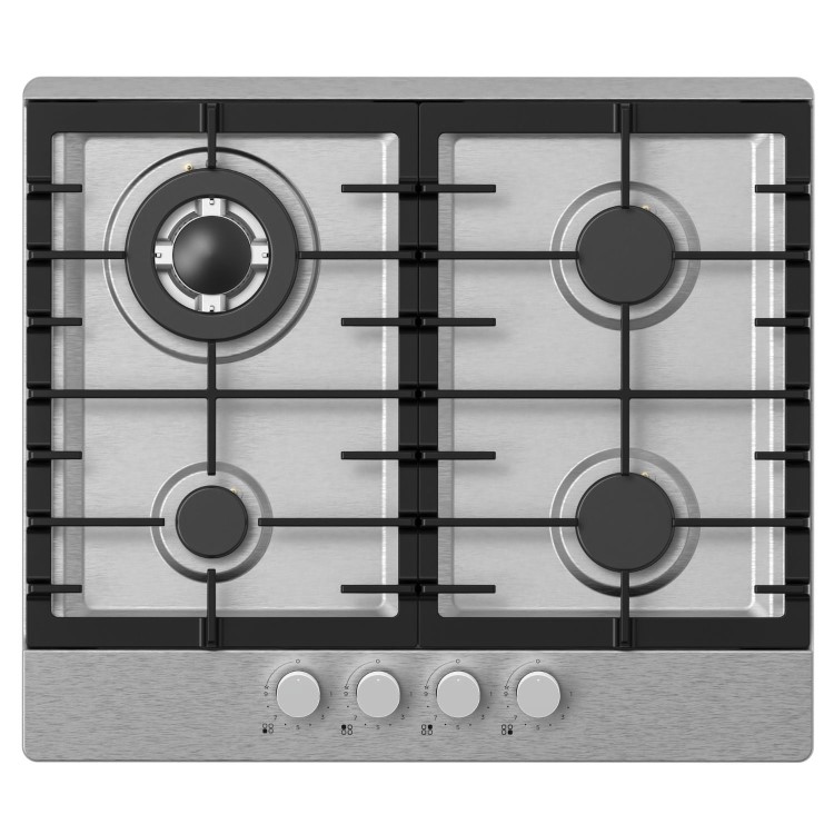 electriQ 60cm 4 Burner Gas Hob - Stainless Steel