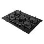 electriQ 75cm 5 Burner Gas on Glass Hob - Black