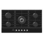 electriQ 90cm 5 Burner Gas on Glass Hob - Black