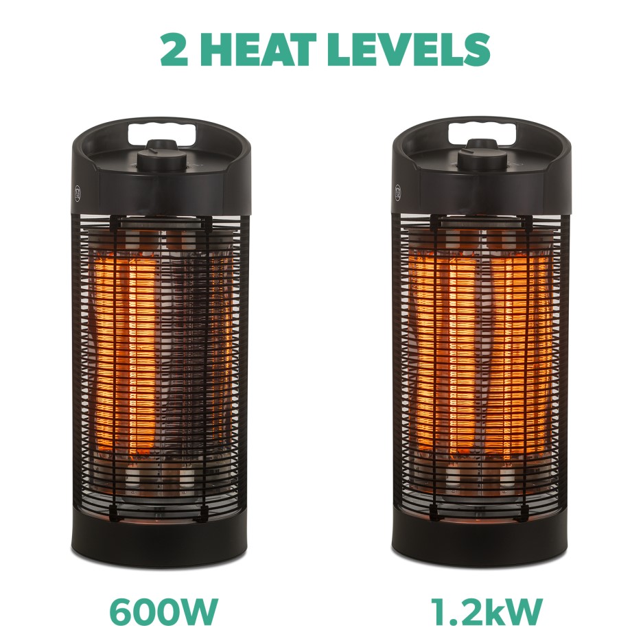 electriQ Table Top Electric Patio Heater 1.2kW with Oscillating