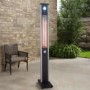 Refurbished electriQ Freestanding Electric Patio Heater - 1.8kW with 5 Heat Settings Remote and Light