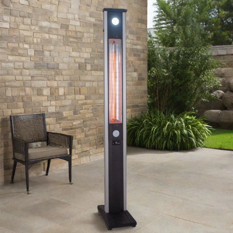 Refurbished electriQ Freestanding Electric Patio Heater - 1.8kW with 5 Heat Settings Remote and Light