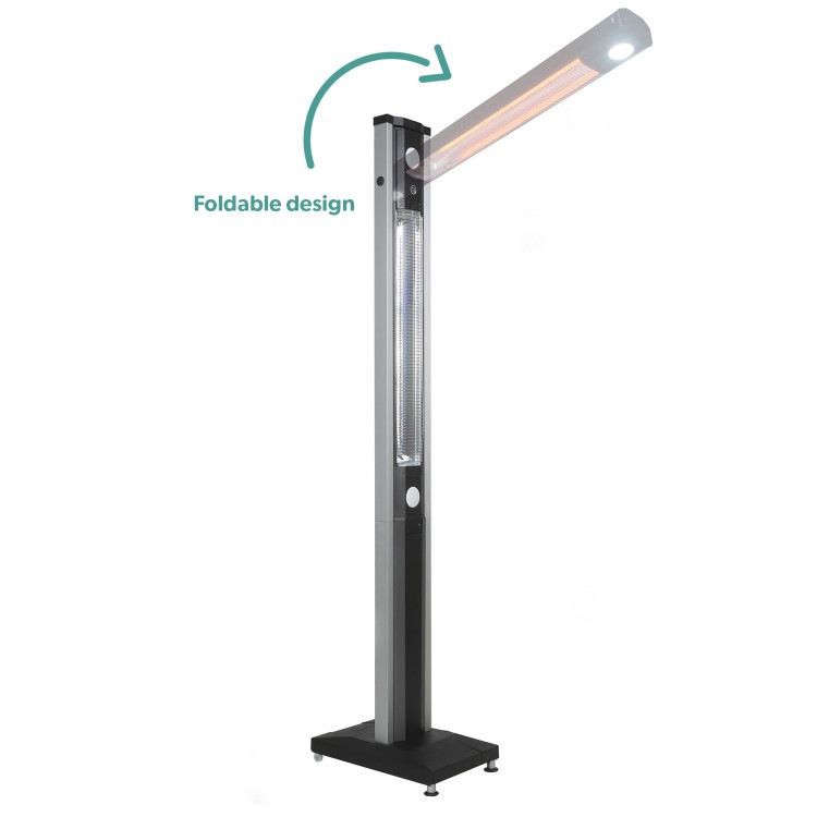 Refurbished electriQ Freestanding Electric Patio Heater - 1.8kW with 5 Heat Settings Remote and Light