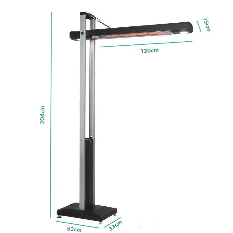 Refurbished electriQ Freestanding Electric Patio Heater - 1.8kW with 5 Heat Settings Remote and Light