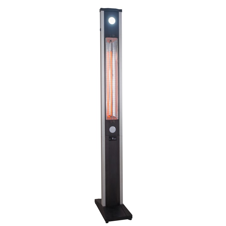 Refurbished electriQ Freestanding Electric Patio Heater - 1.8kW with 5 Heat Settings Remote and Light