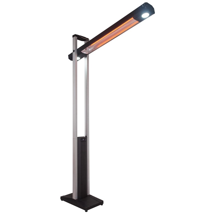 Refurbished electriQ Freestanding Electric Patio Heater - 1.8kW with 5 Heat Settings Remote and Light