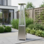 electriQ Pyramid Flame Tower Gas Patio Heater - Stainless Steel