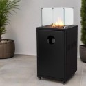 EQODHGS electriQ Glass Flame Gas Patio Heater With Glass Stones - Black