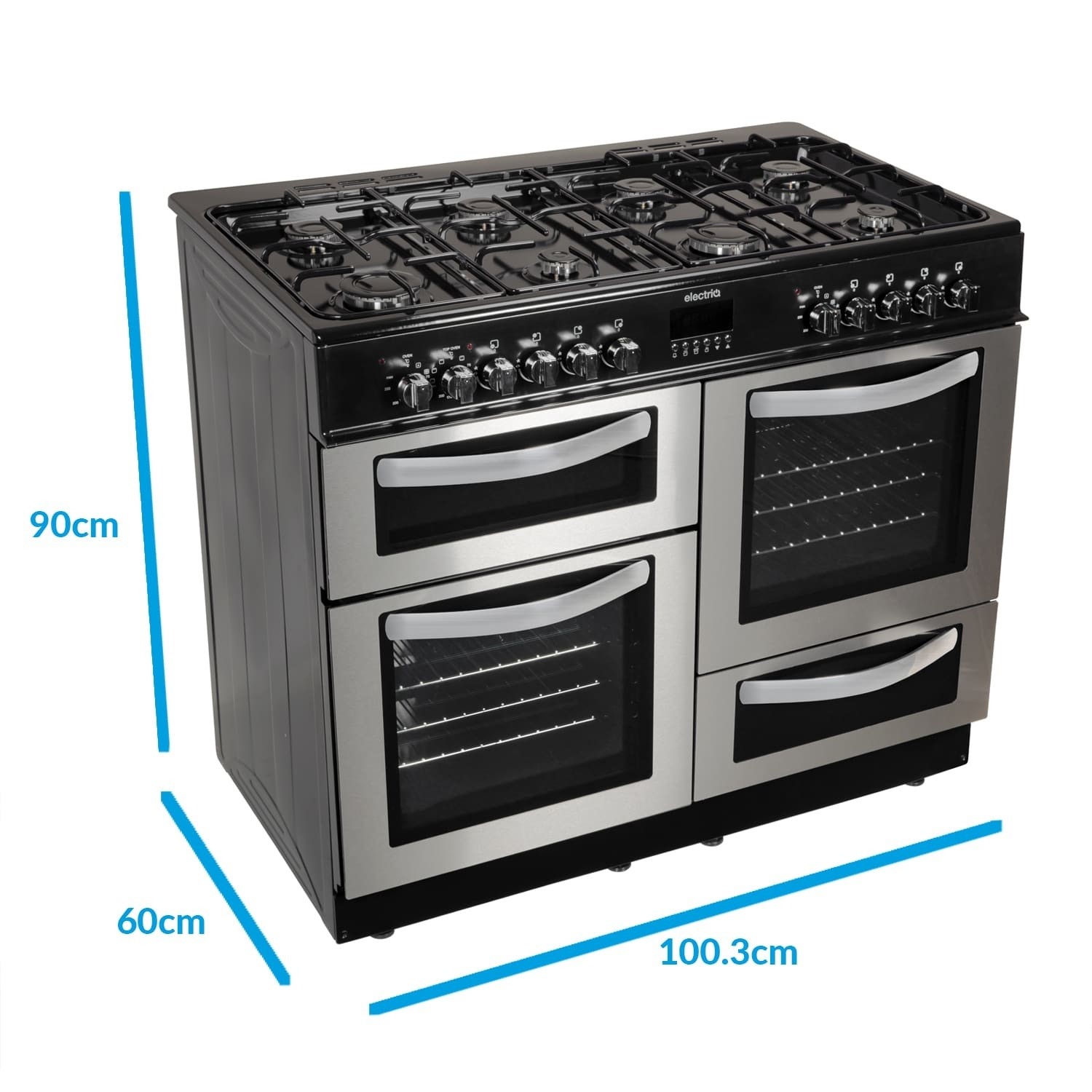 Refurbished electriQ EQRANGE100SS 100cm Dual Fuel Double Oven Range
