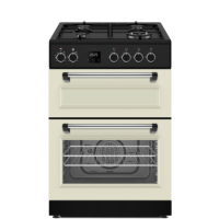electriQ 60cm Double Oven Dual Fuel Cooker - Cream